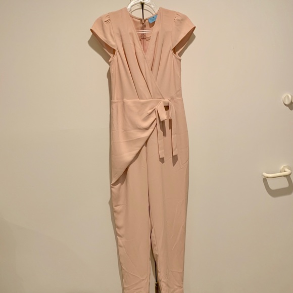 CECE Cap Sleeve Faux Wrap Jumpsuit light pink NWT - Picture 1 of 8